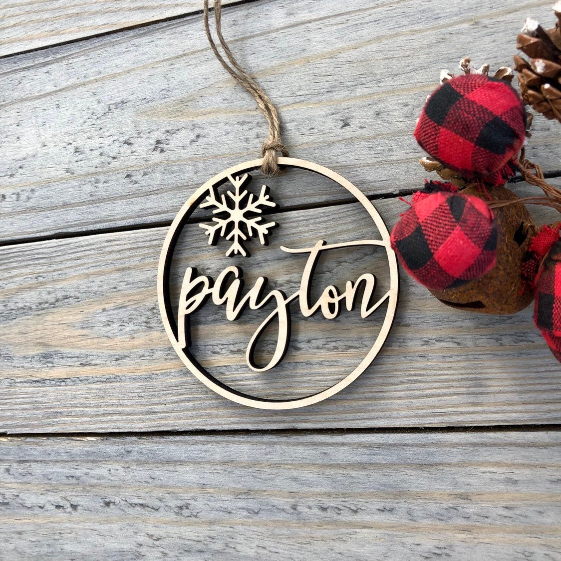 2026 Personalized Kids Name Ornament - Custom Wood Christmas Gift - Baby's First Christmas Keepsake