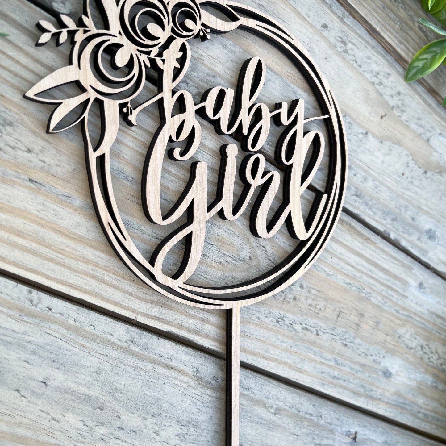 Floral Baby Girl Cake Topper - Elegant Baby Shower Decor - Baby Sprinkle Girl Celebration