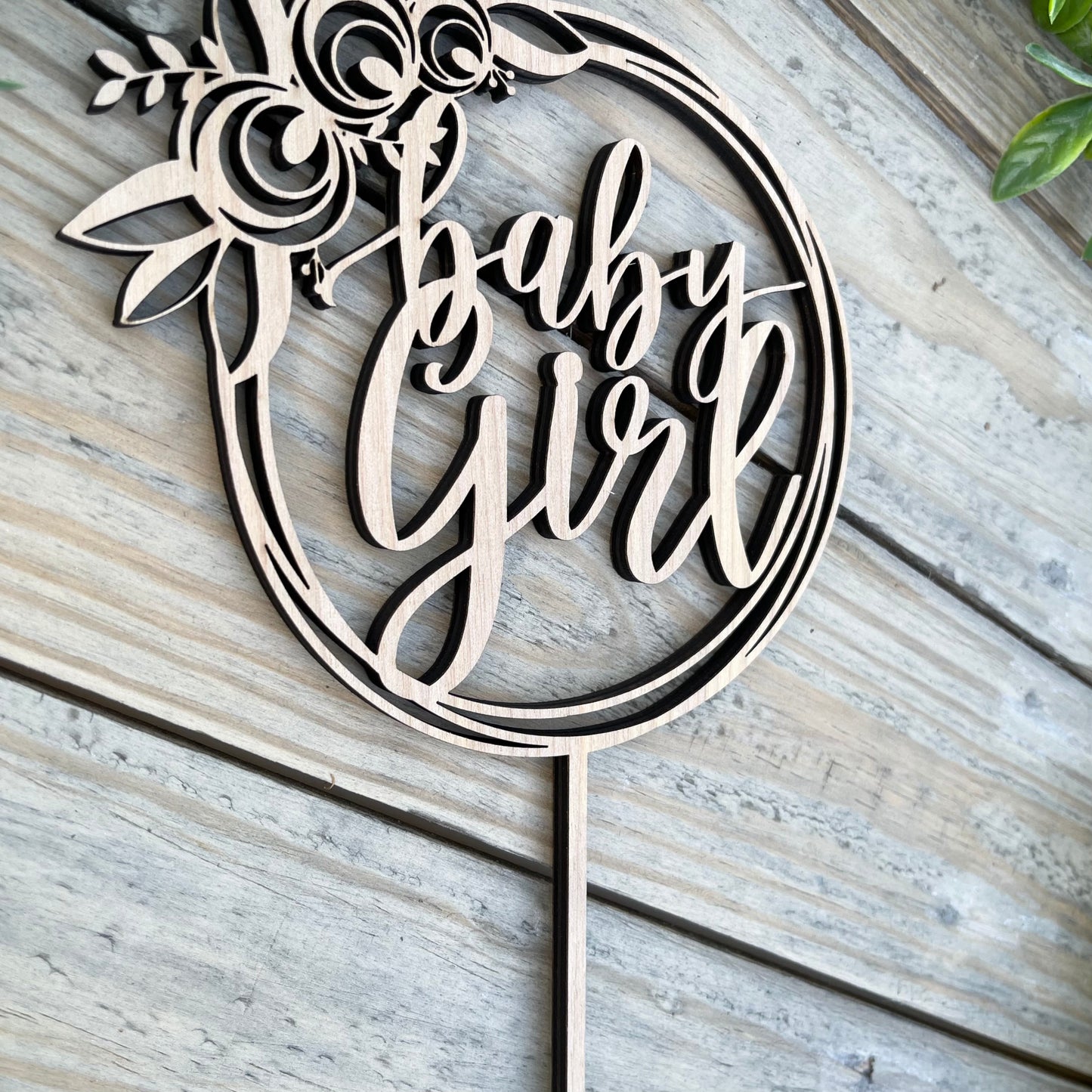 Floral Baby Girl Cake Topper