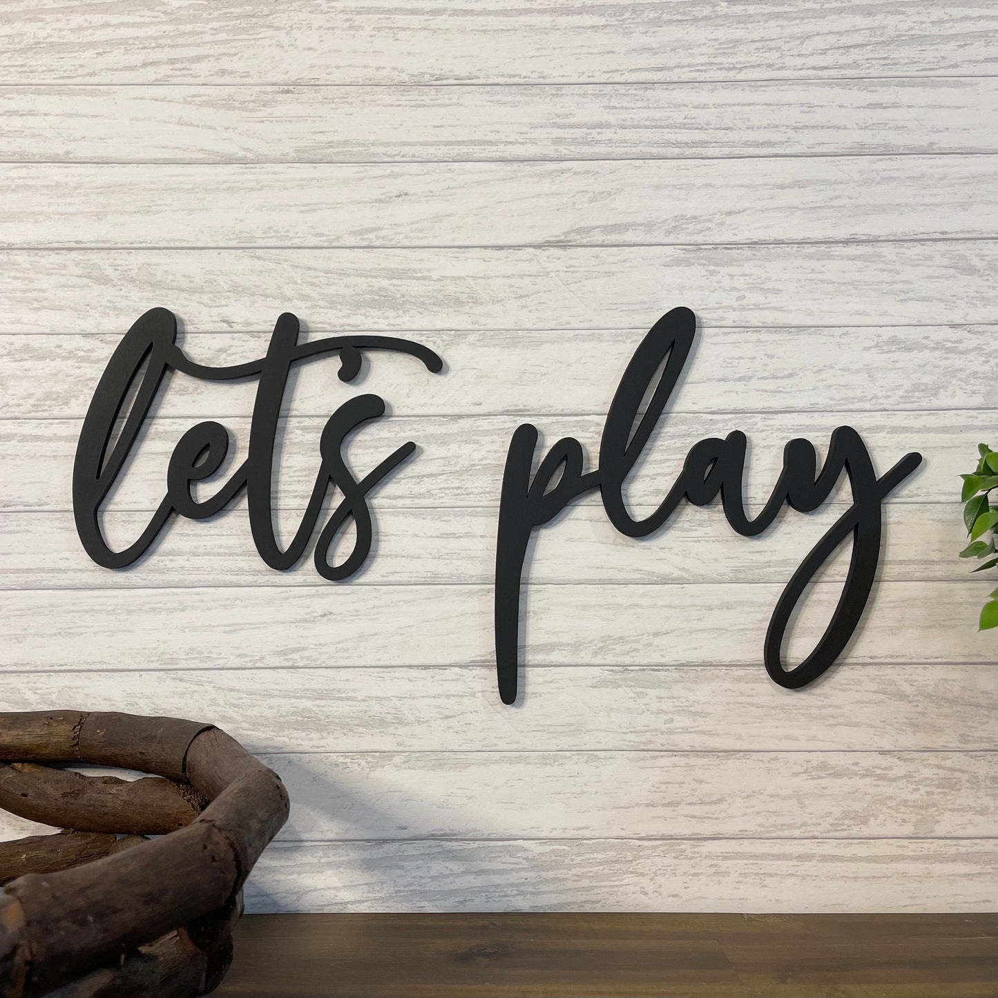 Let's Play Wood Sign - Playroom Wall Decor - Kids Room Play Area Ideas - Nursery Wall Letters