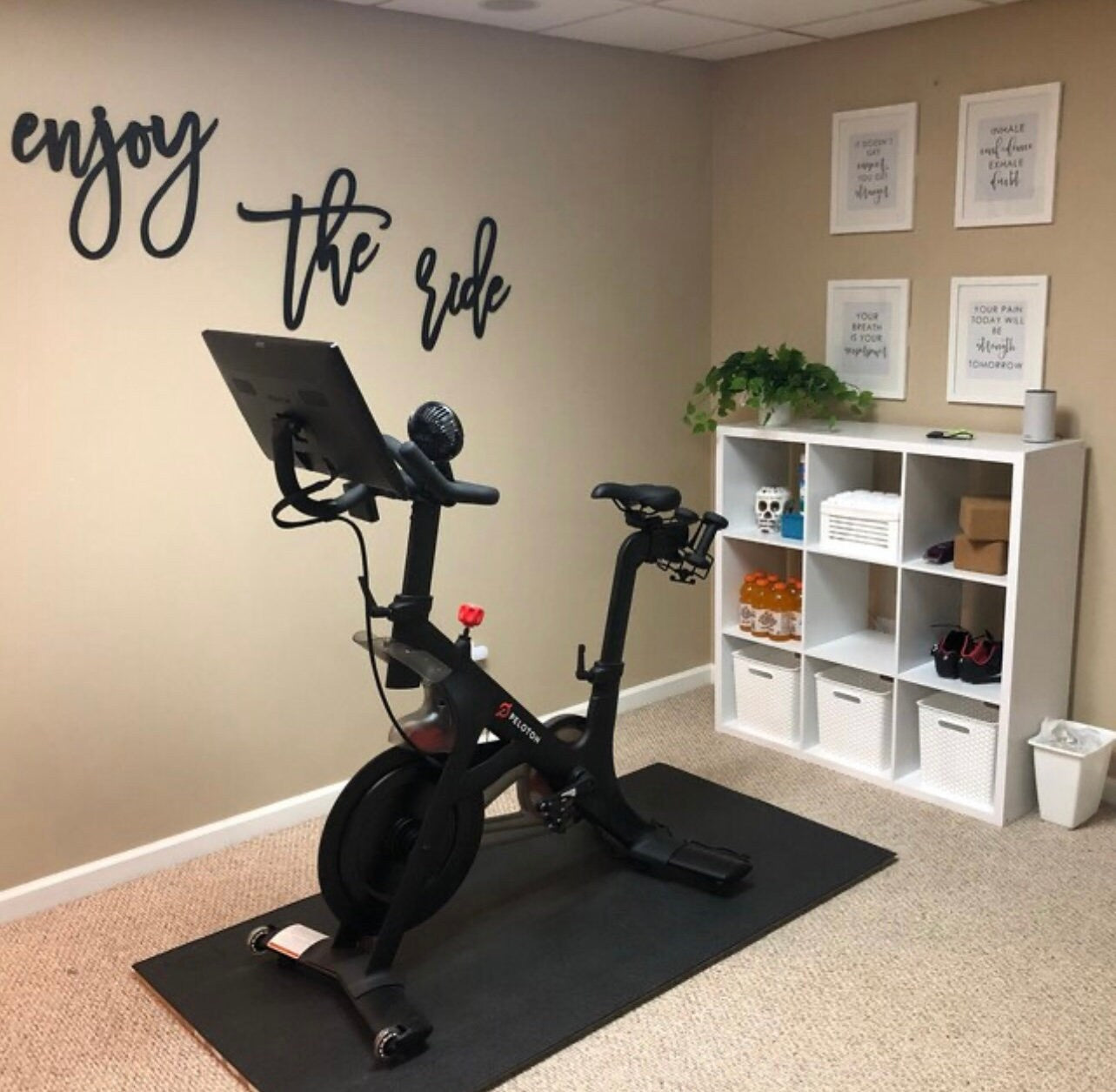 Enjoy The Ride Wood Sign - Home Gym Wall Decor - Spin Bike Room Art - Motivational Fitness Quote - Rustic Gift for Cyclist