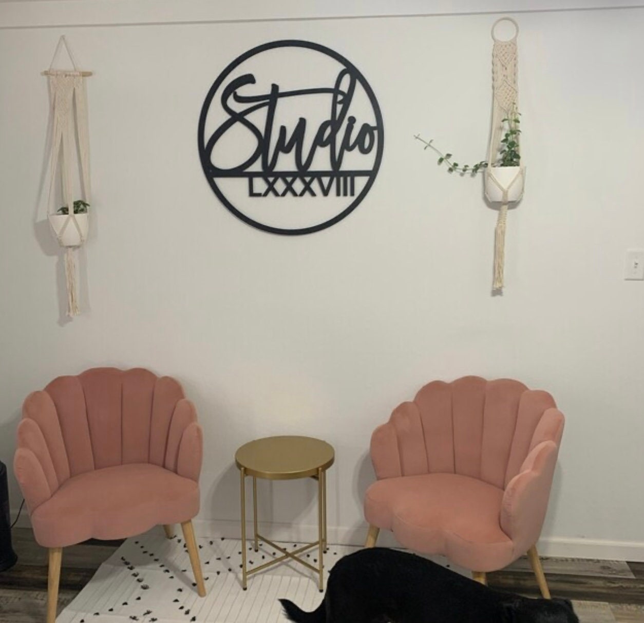 Personalized Little Girl Circle Name Sign - First & Middle Name Wood Sign - 3D Raised Letters - Rose Gold Boho Floral Baby Girl Gift