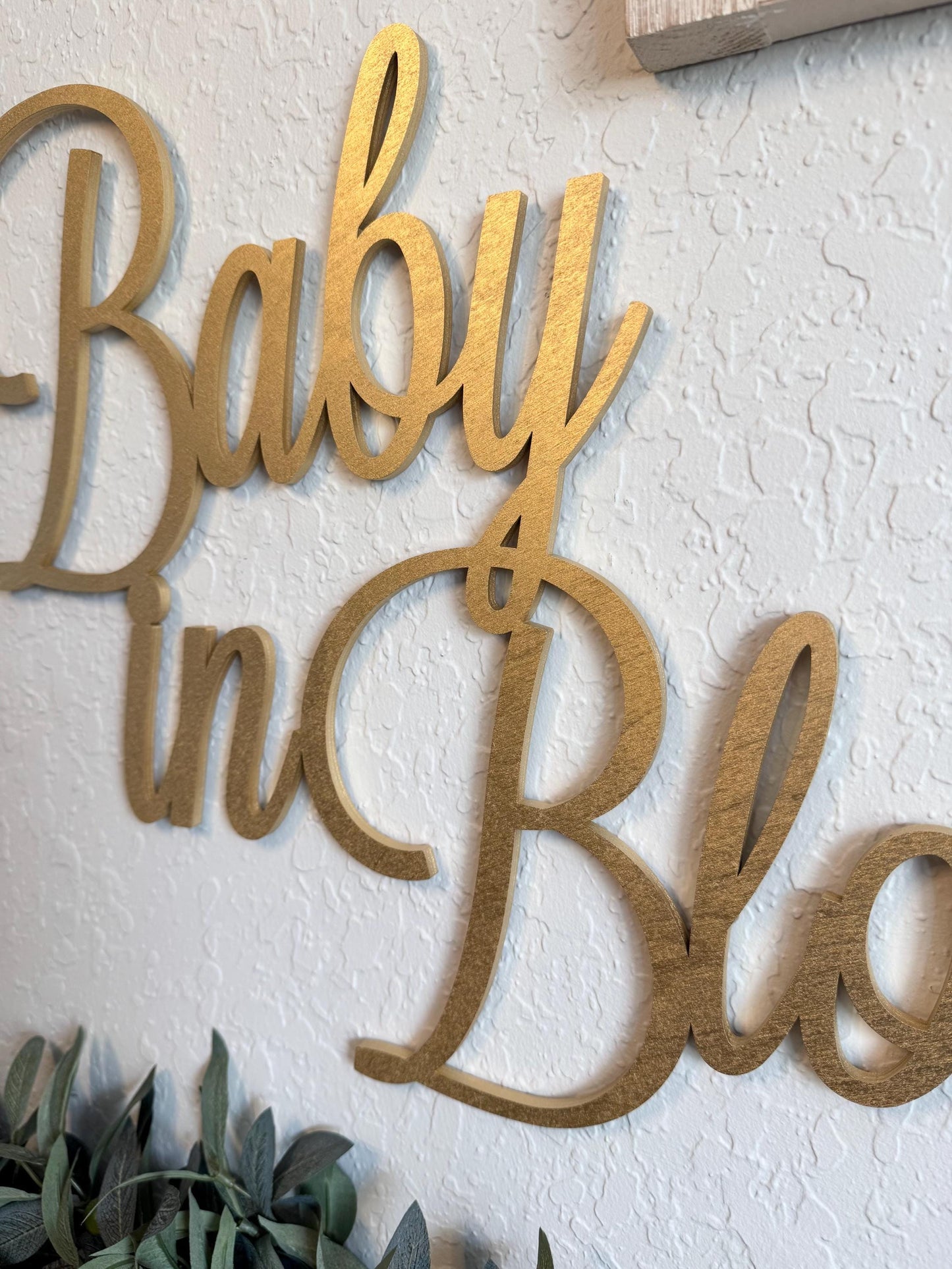 Baby In Bloom Wood Sign - Floral Baby Shower Decor - Botanical Nursery Name Sign - Oh Baby Backdrop