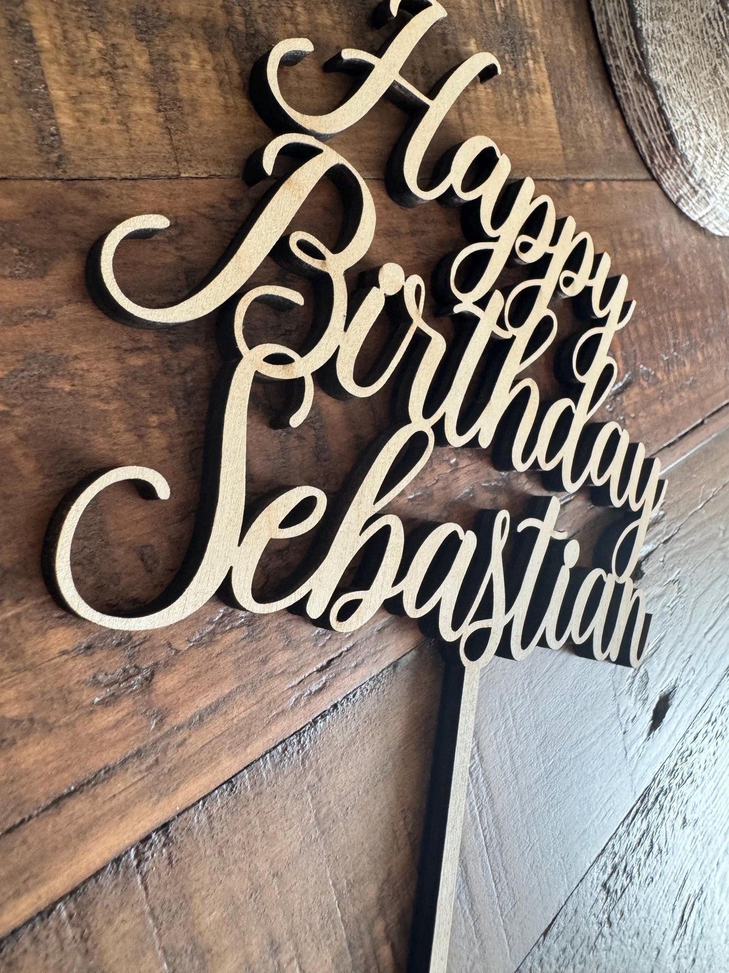 Happy Birthday Cake Topper with Name - Personalized Cake Decoration