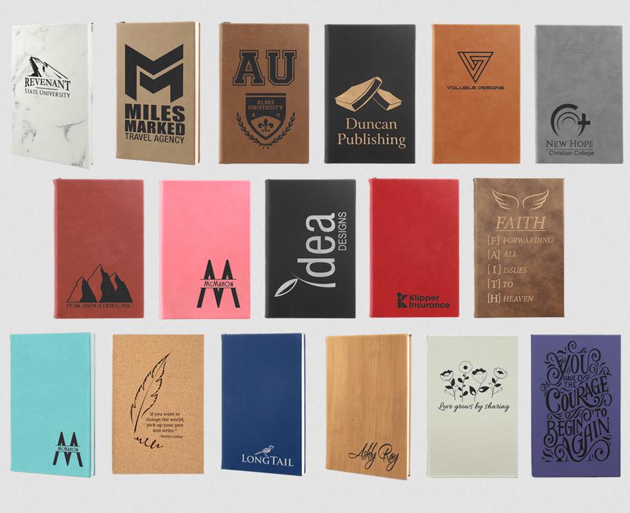 Custom Engraved Logo Journal, Personalized Notebook, Corporate Gifts (5 1/4" x 8 1/4")