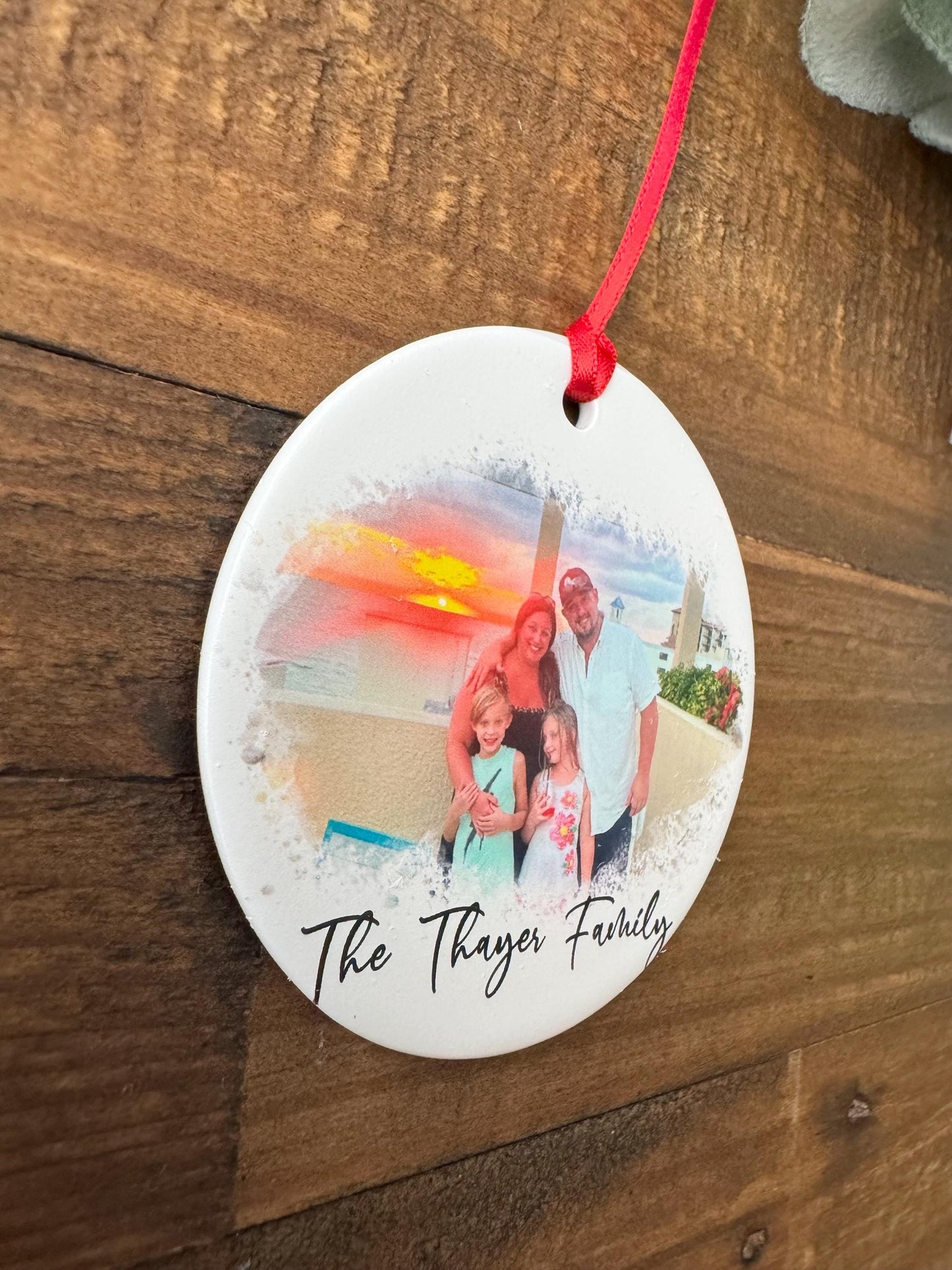 Personalized Family Photo Ornament, Custom Ceramic Christmas Keepsake, Grandparent Christmas gift