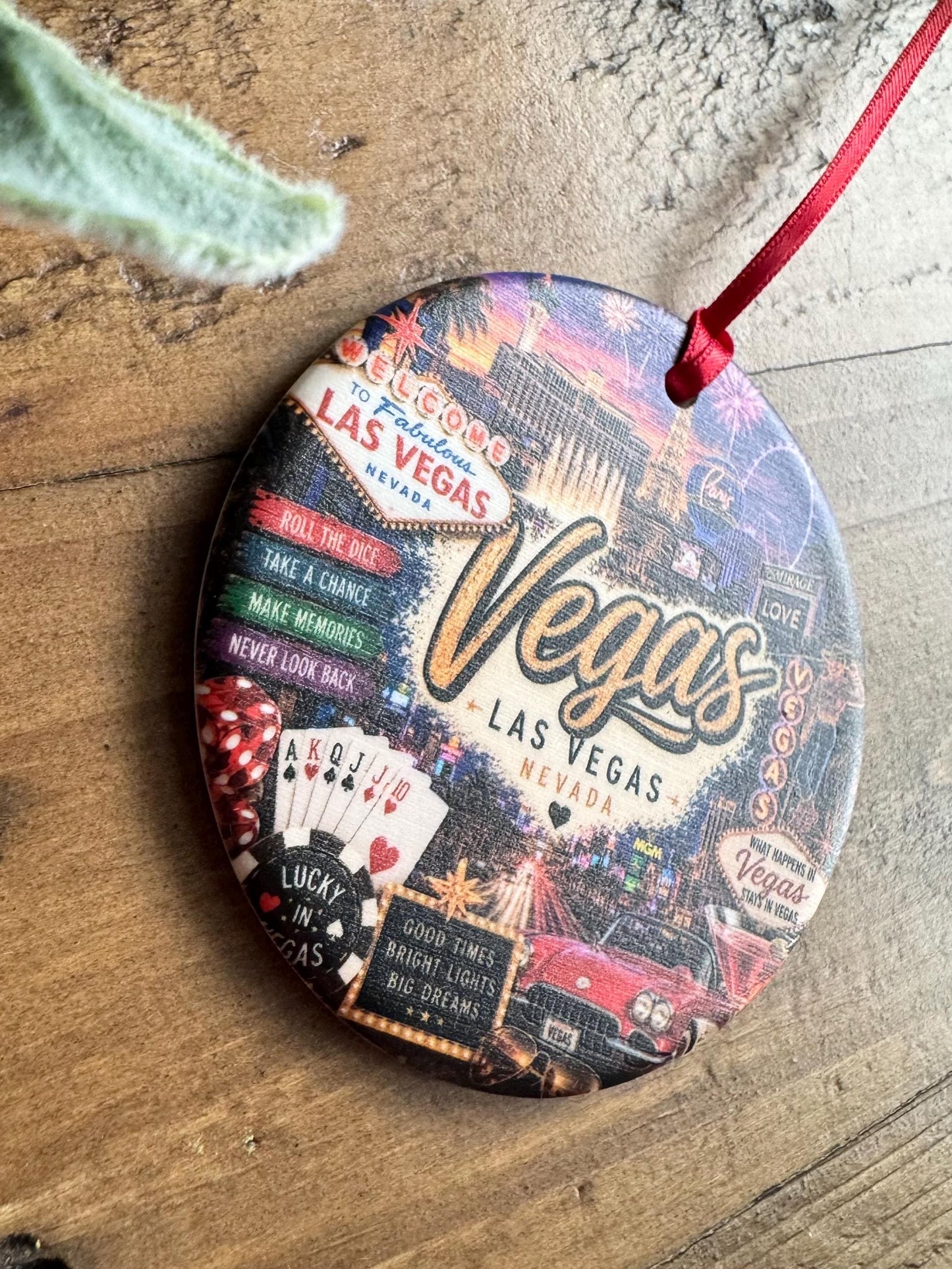 Las Vegas Ornament, Colorful Vegas Landmarks Christmas Ornament, Nevada Travel Souvenir, Personalized City Keepsake