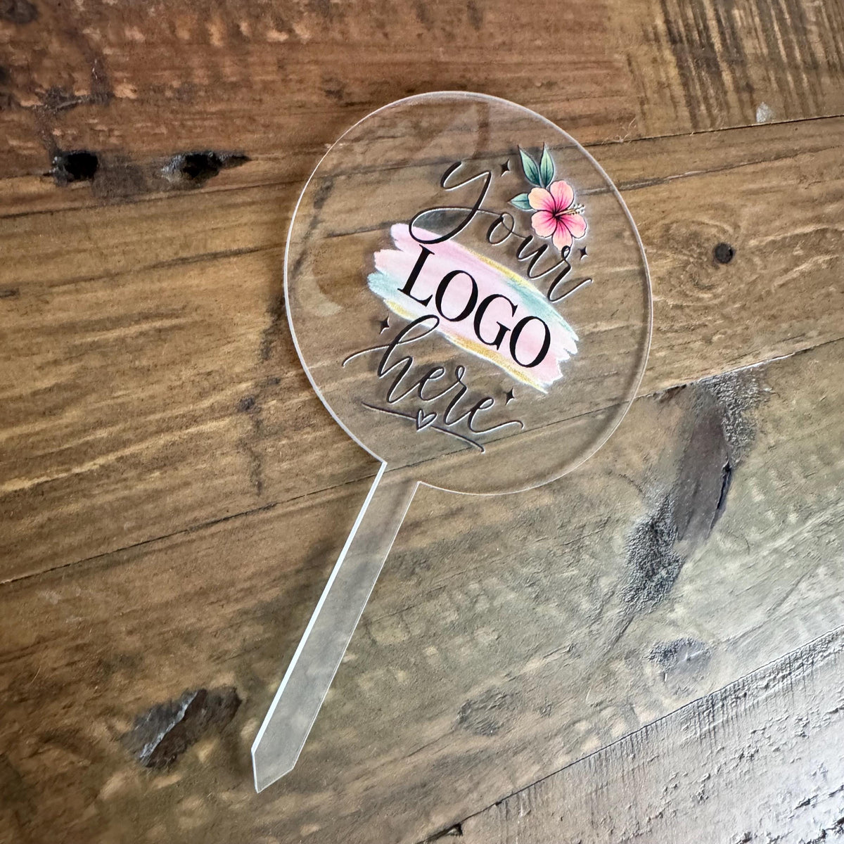 Custom Event Cake Topper, Personalized Logo Acrylic Cake Decor, UV Printed Topper for Corporate Events, Weddings, Birthdays and Parties