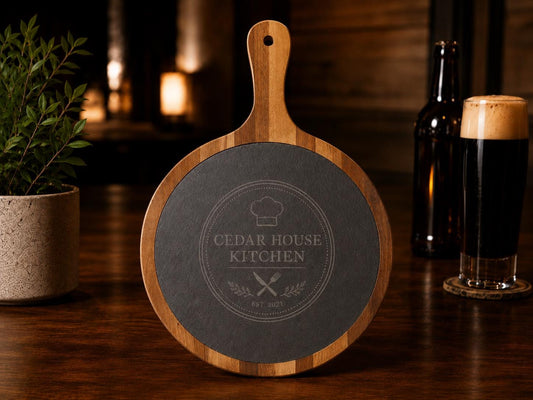 Serving Board with Handle Engraved with Name or Logo