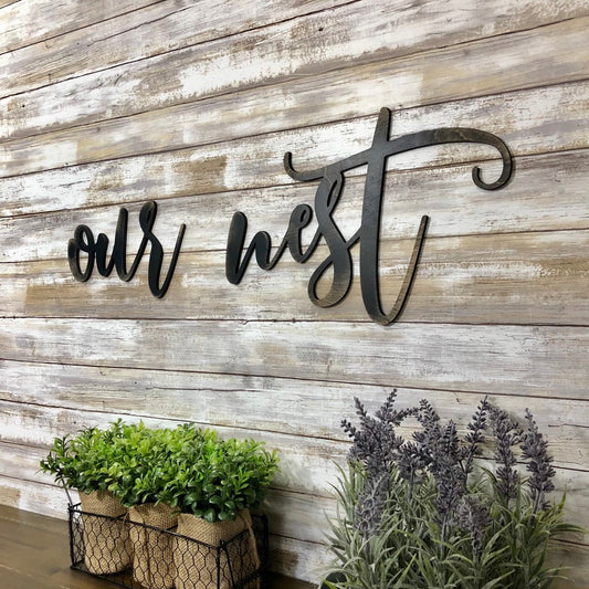 Our Nest Family Sign - Farmhouse Decor For Entry Way or Living Room - Housewarming Gift - New House Decor Idea