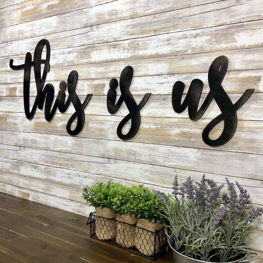 This Is Us Decor - Family Photo Wall Sign - Wooden Accent Wall Collage Letters - Sentimental Farmhouse Living Room Art