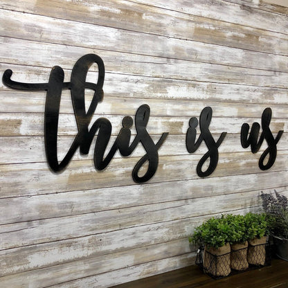 This Is Us Decor - Family Photo Wall Sign - Wooden Accent Wall Collage Letters - Sentimental Farmhouse Living Room Art