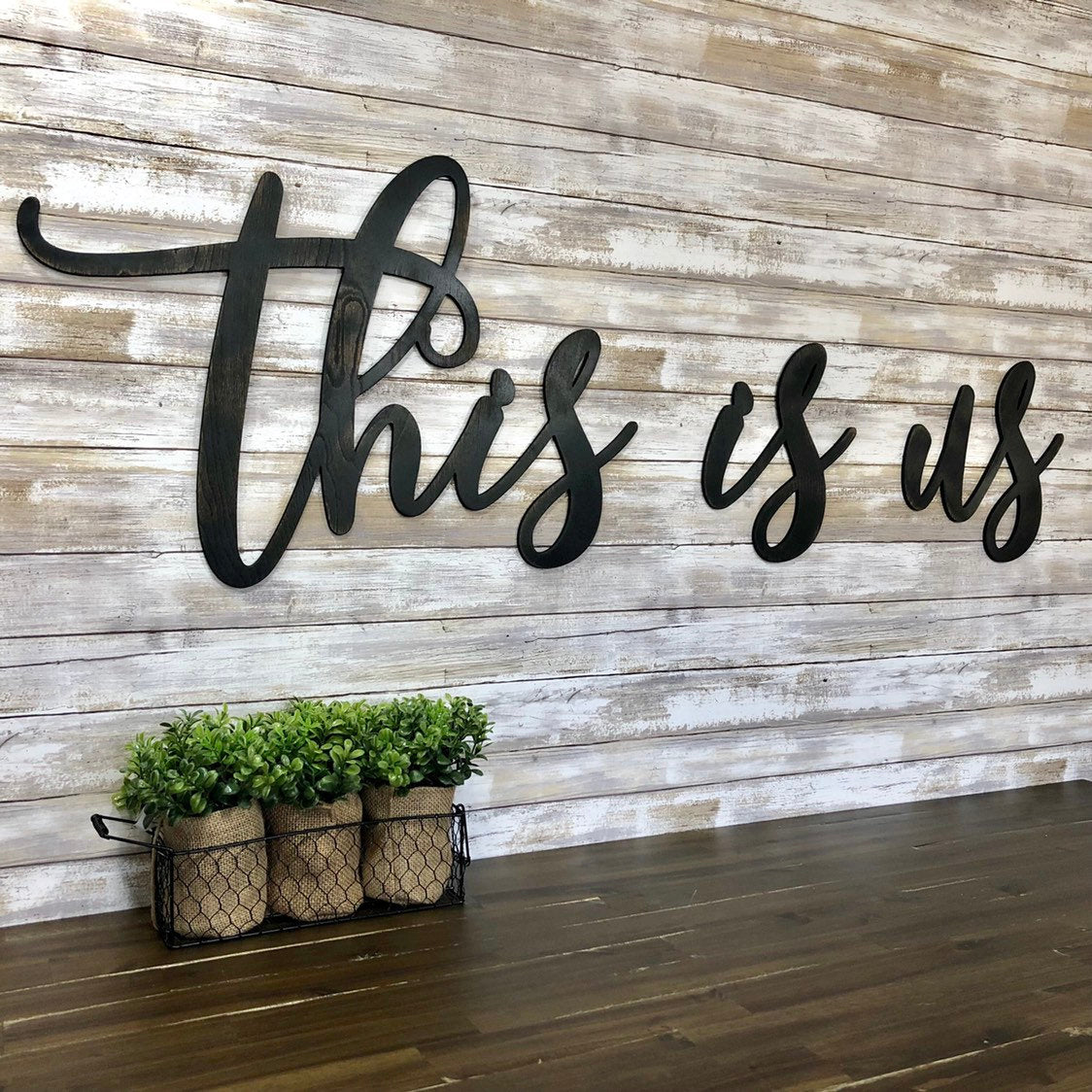 This Is Us Wood Sign - Farmhouse Family Name Wall Decor - Gallery Wall Home Wall Sign - Custom Signs with Text