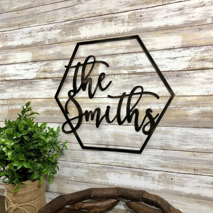 Hexagon 3D Name Sign - Geometric Wood Custom Family Sign - Nursery Name Sign - Modern Farmhouse Housewarming Gift