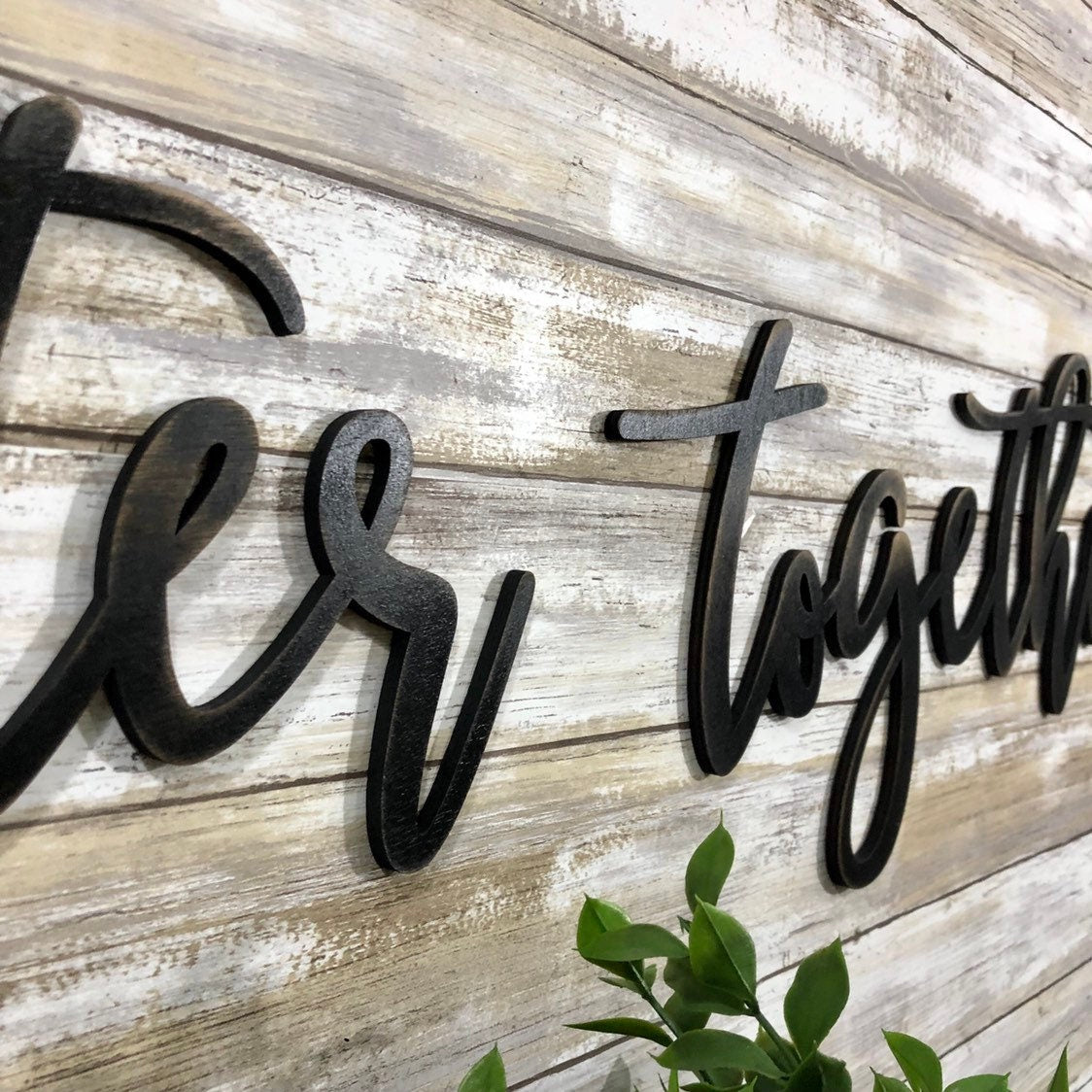 Better Together Sign - Rustic Farmhouse Couple Wall Art - Above Bed Master Bedroom Decor - Personalized Wedding or Anniversary Gift