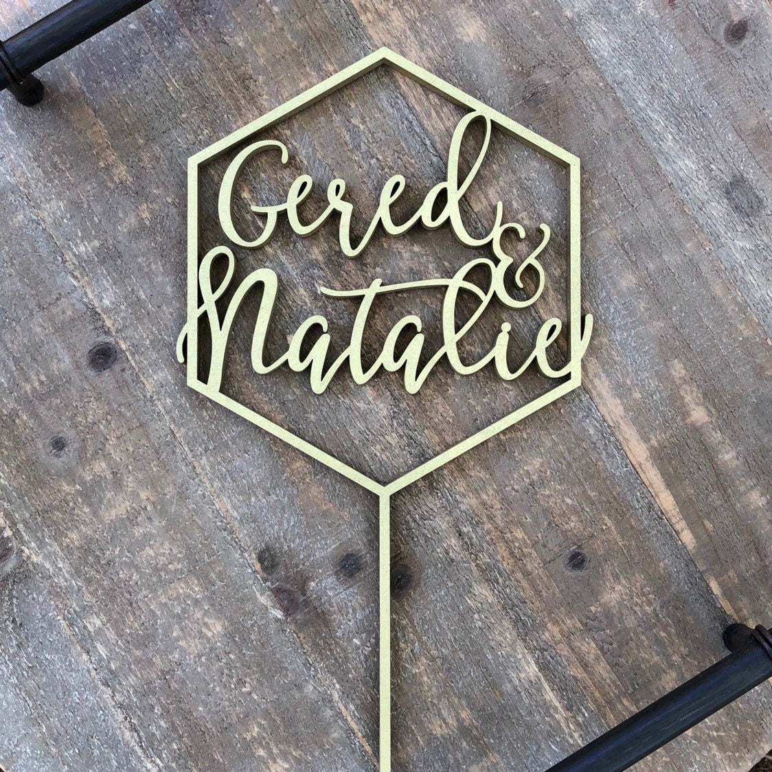 Custom Two Names Cake Topper Wood - Mr & Mrs Wedding Cake Topper Personalized