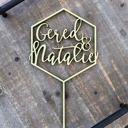 Custom Two Names Cake Topper Wood - Mr & Mrs Wedding Cake Topper Personalized