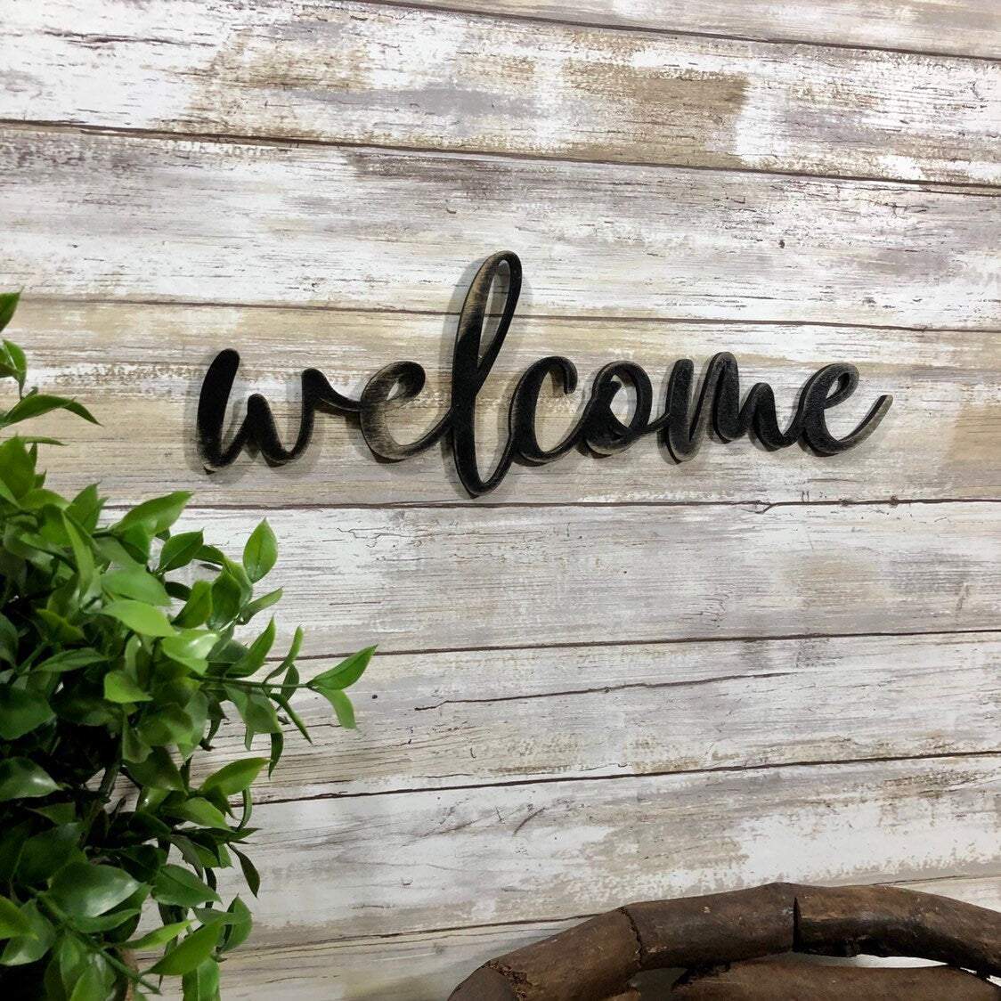 Welcome Sign - Farmhouse Entryway Decor - Personalized Door Welcome Sign - Housewarming Gift for Couple