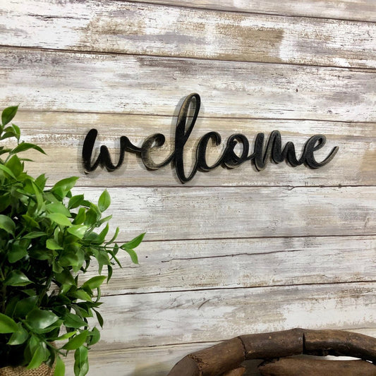 Welcome Sign - Farmhouse Entryway Decor - Personalized Door Welcome Sign - Housewarming Gift for Couple