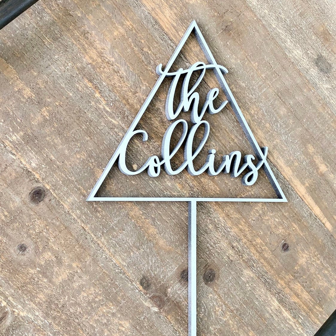 Wedding Cake Topper - Custom Geometric Names Topper - Modern Script Wood Cake Sign for Boho Weddings & Engagement Parties