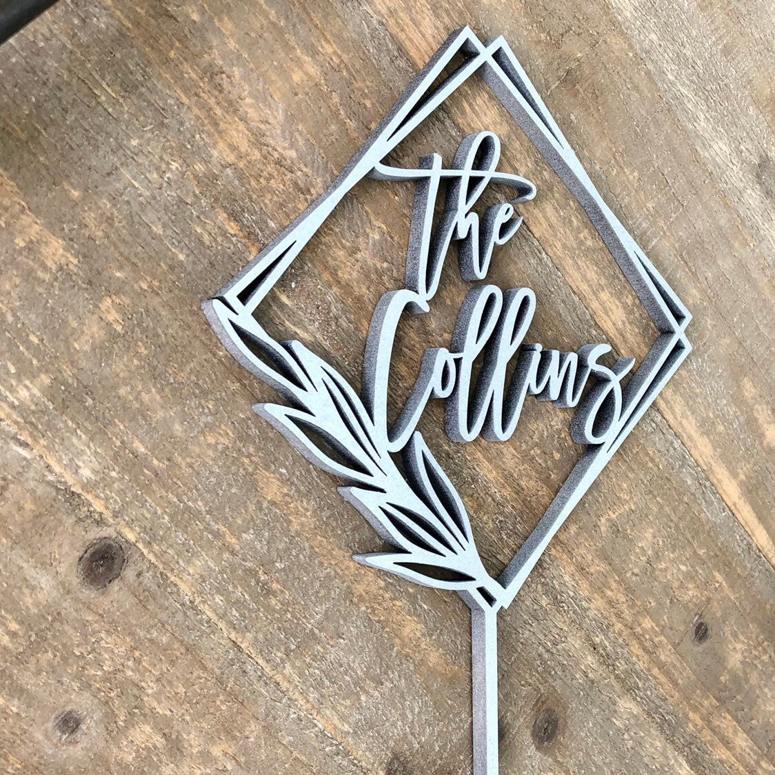 Unique Wedding Cake Topper - Script Font Bridal Shower Decor - Personalized Wedding Text Topper