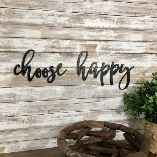 Choose Happy Sign - Motivational Office Decor - Positive Quote Living Room Sign - Self Care Gift