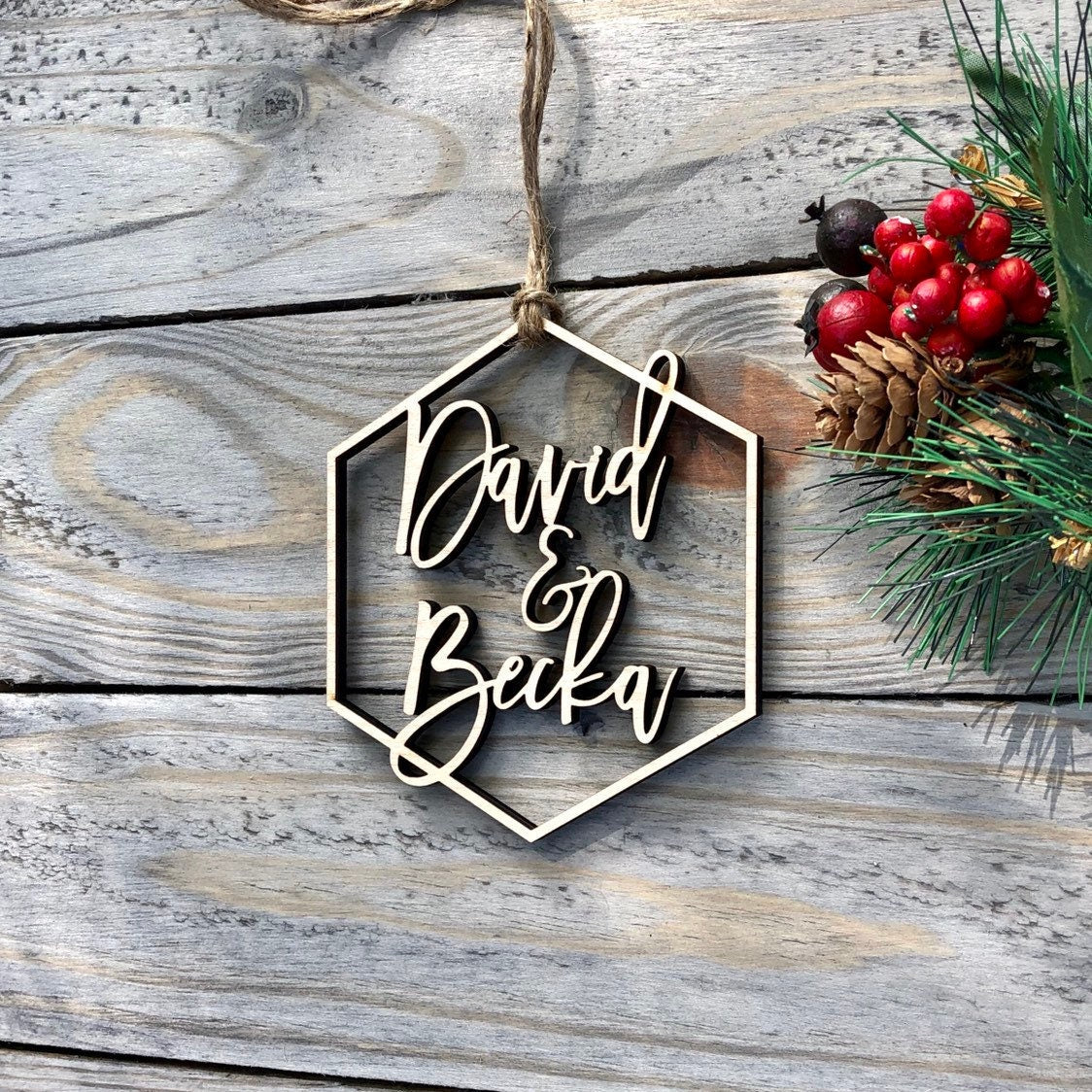 2025 Personalized Boyfriend Girlfriend Wood Ornament - First Christmas Gift - Dating Anniversary Ornament - Valentines Day