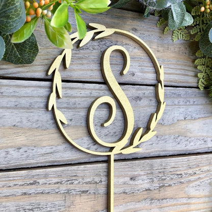 Personalized Initial Cake Topper - Rustic Wedding Monogram Wood Cake Topper