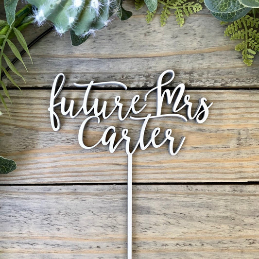 Future Mrs Cake Topper with Name - Rose Gold Bridal Shower Acrylic Topper - Miss to Mrs Cake Topper Personalized