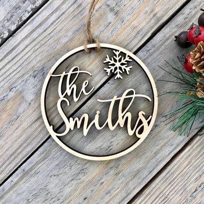 2025 Personalized Family Ornament - Custom Last Name Wood Ornament - First Christmas Married or New Home Gift for Couple