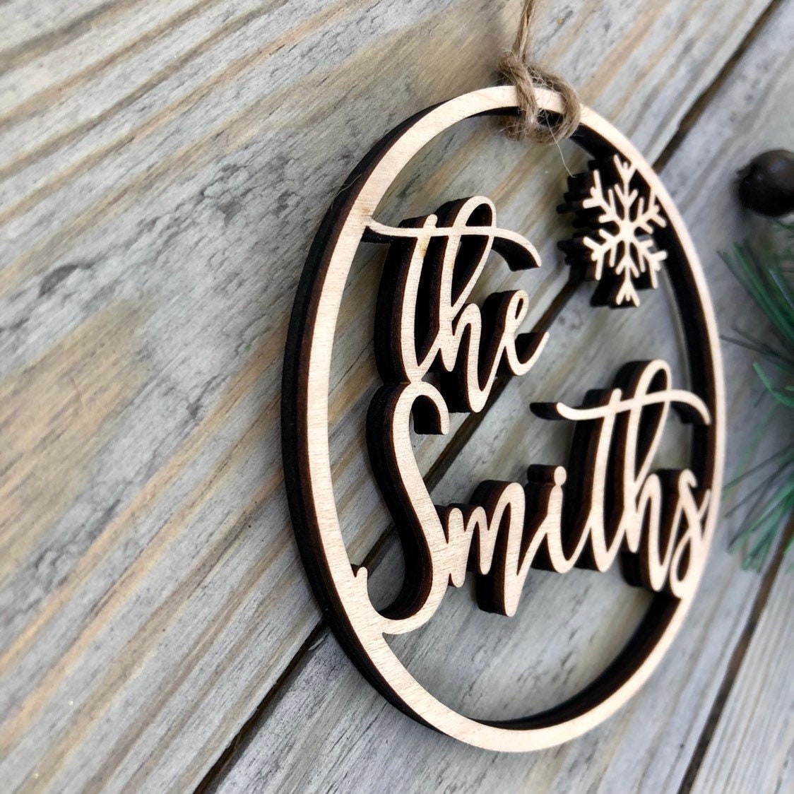 2025 Personalized Family Ornament - Custom Last Name Wood Ornament - First Christmas Married or New Home Gift for Couple