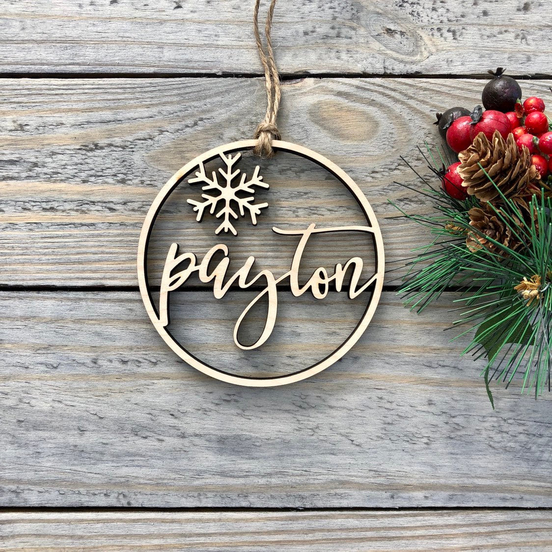 2026 Personalized Kids Name Ornament - Custom Wood Christmas Gift - Baby's First Christmas Keepsake