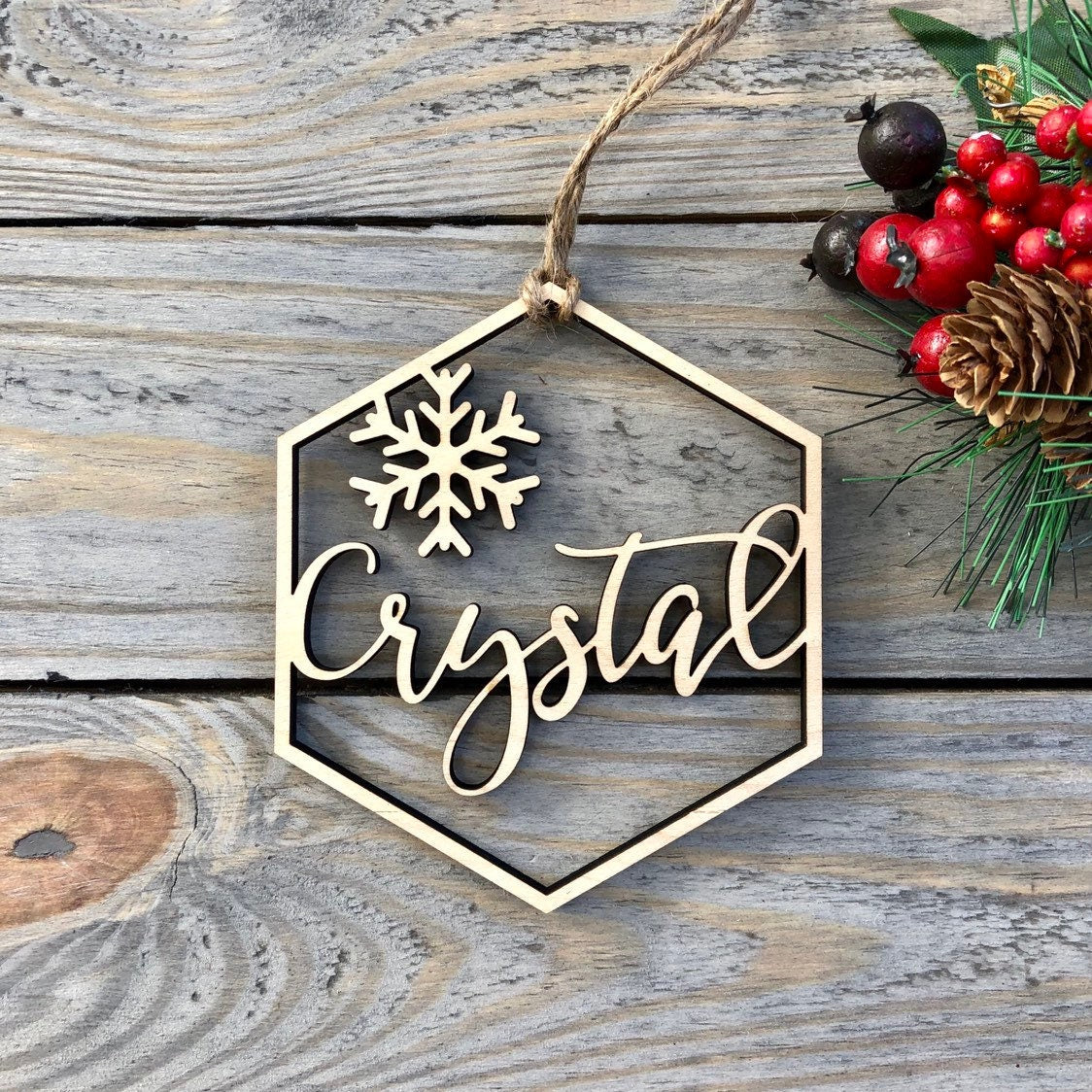 2025 Personalized Name Ornament - Custom Wood Stocking Tag - Rustic Christmas Gift for Kids, Teacher, or Friend