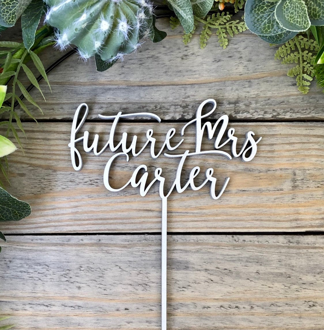 Future Mrs Cake Topper with Name - Rose Gold Bridal Shower Acrylic Topper - Miss to Mrs Cake Topper Personalized