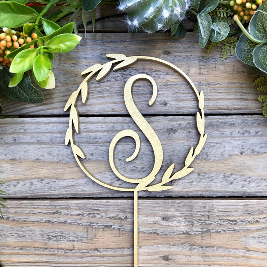 Personalized Initial Cake Topper - Rustic Wedding Monogram Wood Cake Topper
