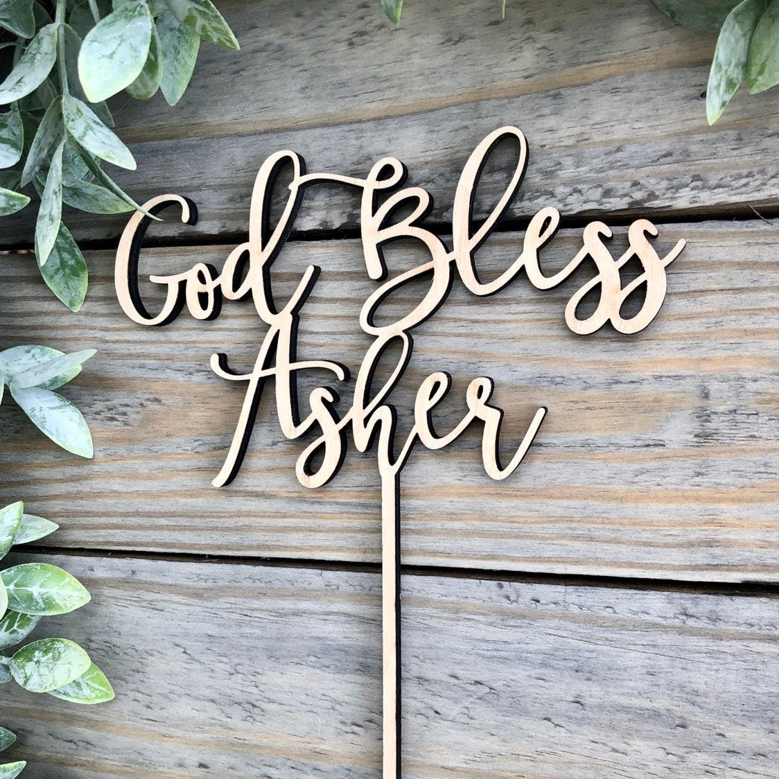 God Bless Cake Topper - Christening Baptism or First Communion Sign - Baptism Celebration Decor