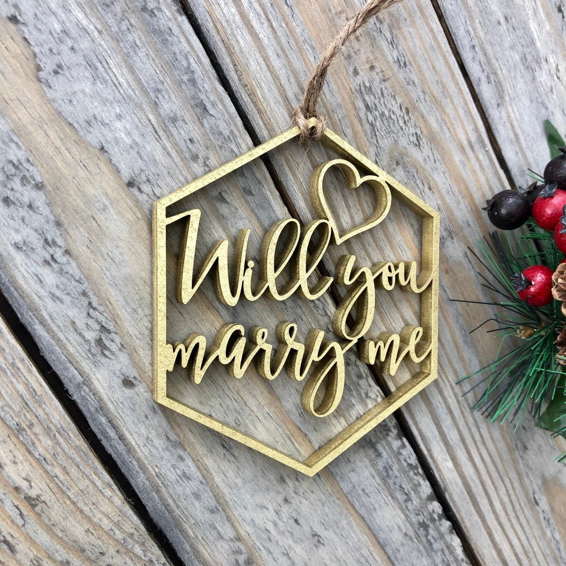 Will You Marry Me Ornament - Christmas Tree Proposal Ornament - Pop The Question Proposal Ideas