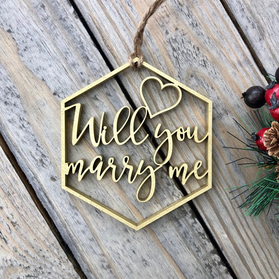Will You Marry Me Ornament - Christmas Tree Proposal Ornament - Pop The Question Proposal Ideas