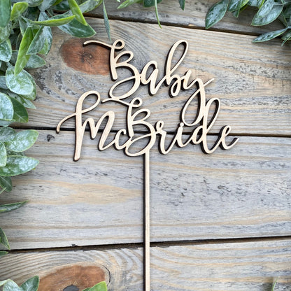Baby Name Cake Topper - Personalized Baby Shower Decor - Custom Baby Name Girl or Boy Sign