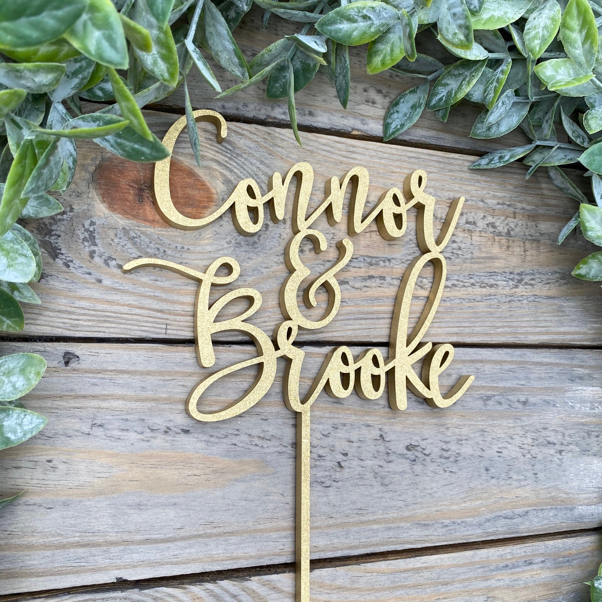 Custom Script Cake Topper with Names - Wedding or Engagement Cake Decor - Anniversary Celebration Decor