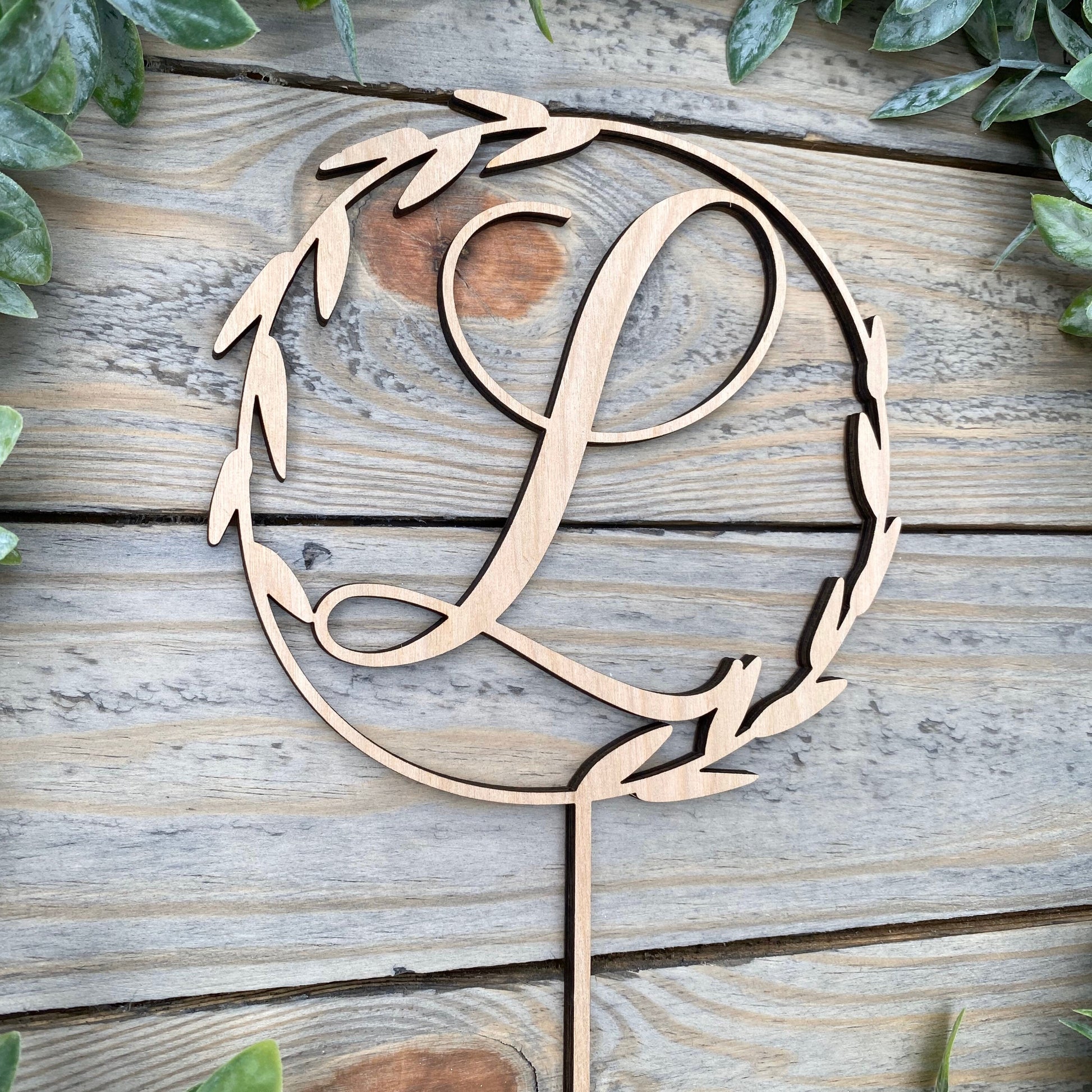 Initial Monogram Cake Topper - Custom Wedding Initial Sign - Topper for Engagement, Anniversary, and Bridal Shower
