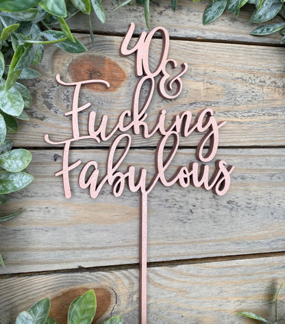 40 & Fucking Fabulous Birthday Celebration Cake Topper - Adult Humor Sassy 40th Gift for Her