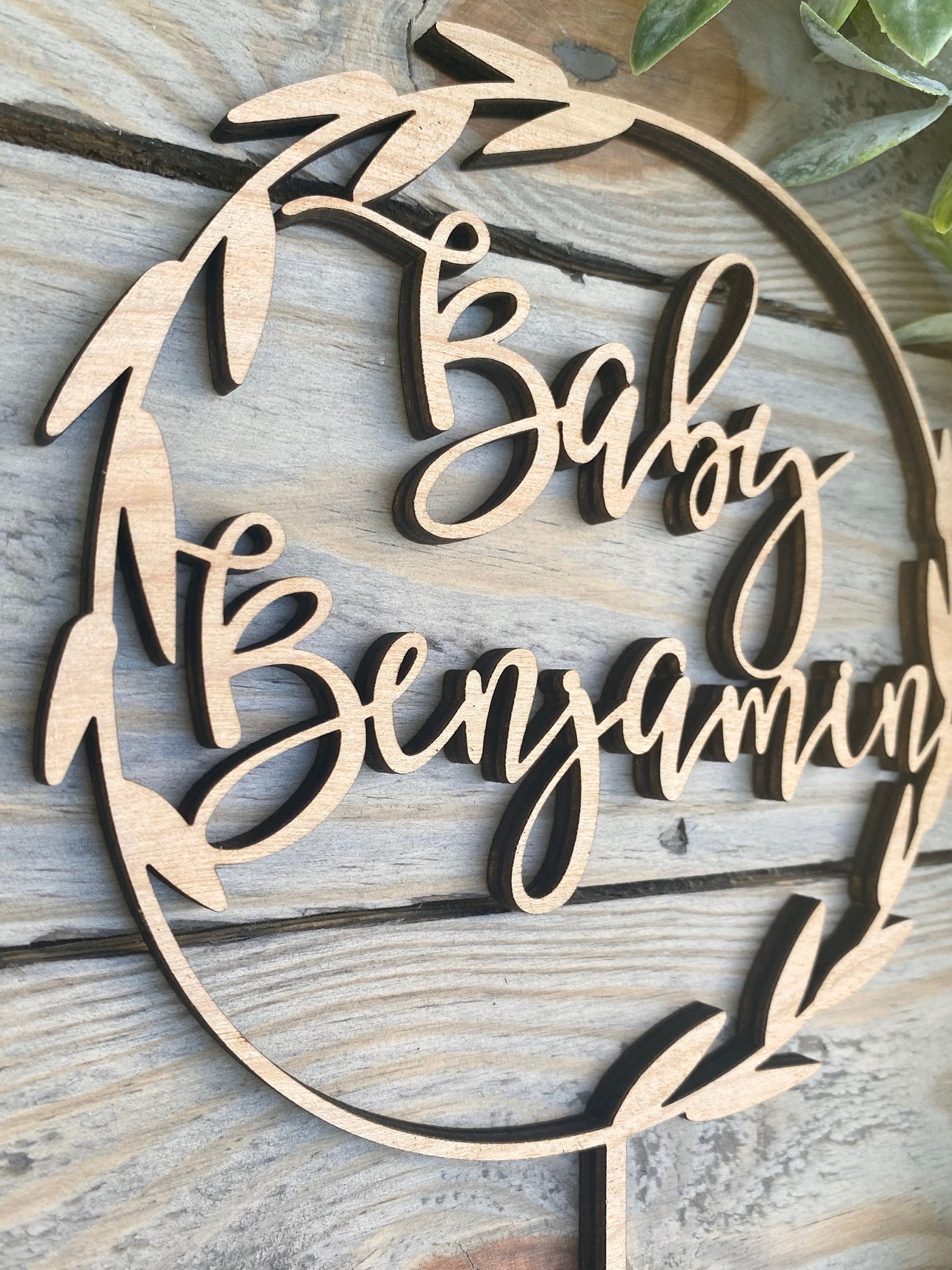 Personalized Baby Shower Cake Topper - Custom Name Decoration - Baby Girl or Boy Cake Decorations