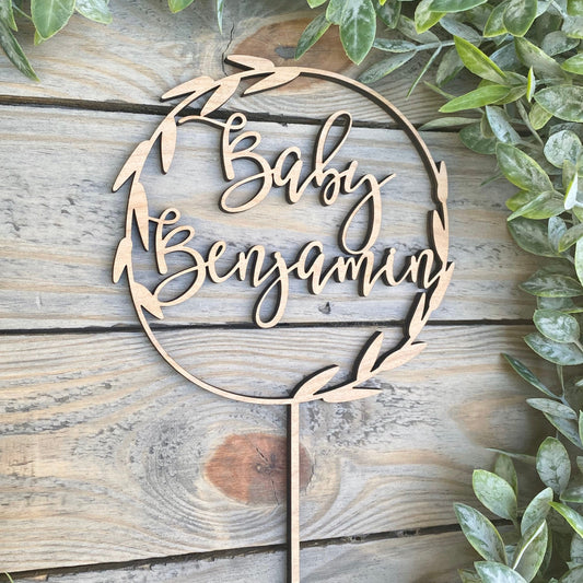 Personalized Baby Shower Cake Topper - Custom Name Decoration - Baby Girl or Boy Cake Decorations