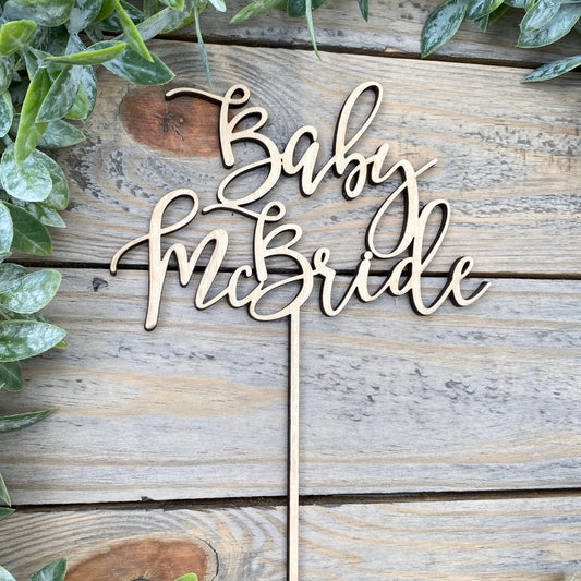 Baby Name Cake Topper - Personalized Baby Shower Decor - Custom Baby Name Girl or Boy Sign