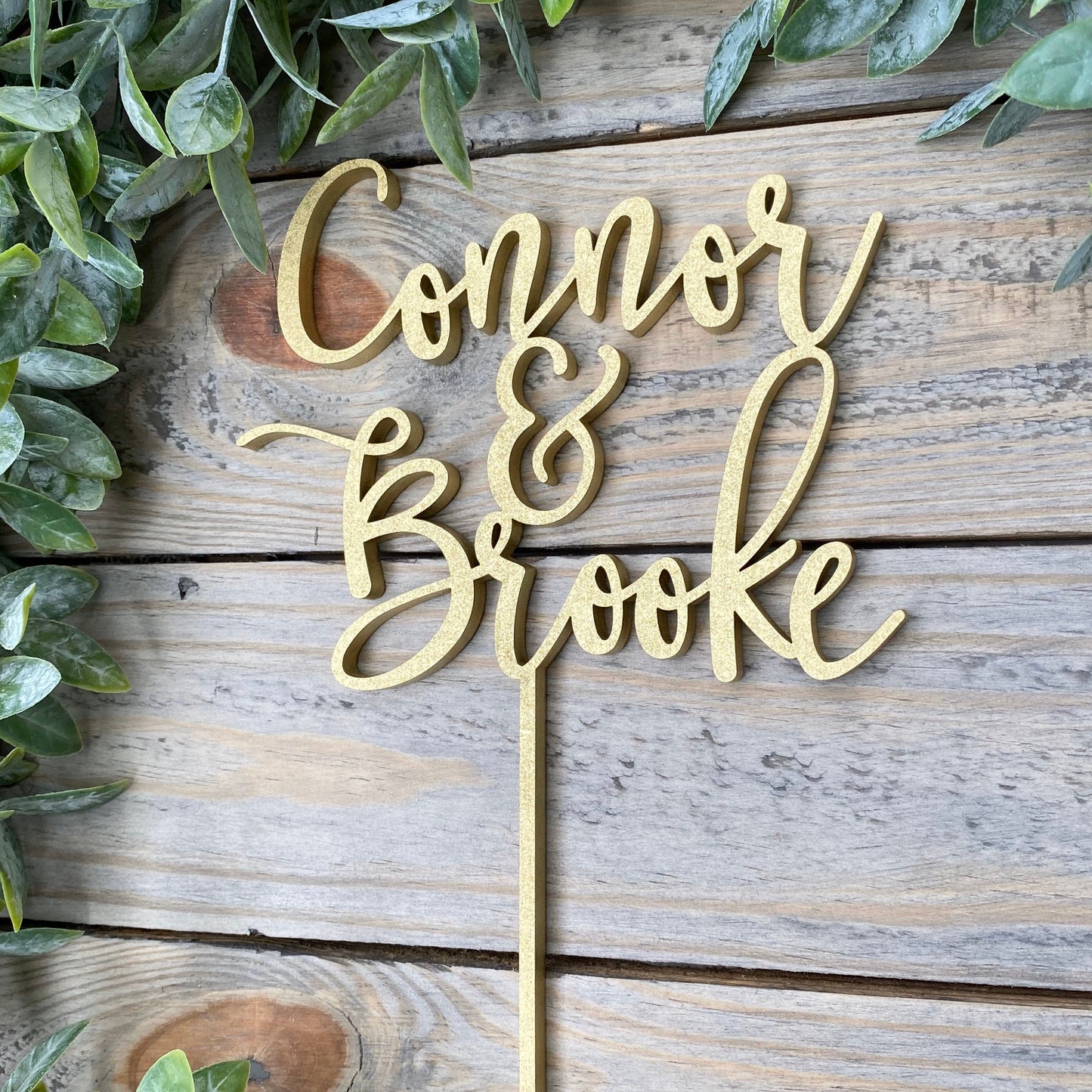 Custom Script Cake Topper with Names - Wedding or Engagement Cake Decor - Anniversary Celebration Decor