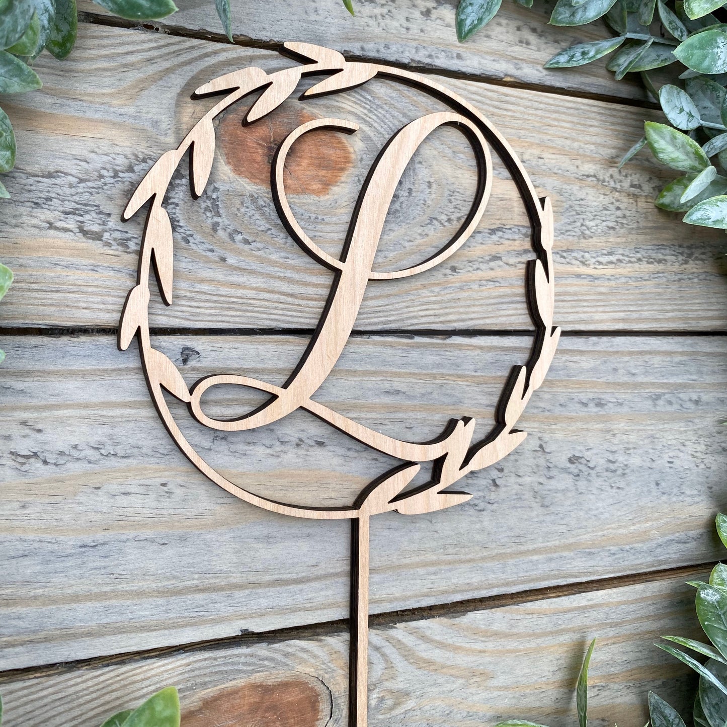 Initial Monogram Cake Topper - Custom Wedding Initial Sign - Topper for Engagement, Anniversary, and Bridal Shower
