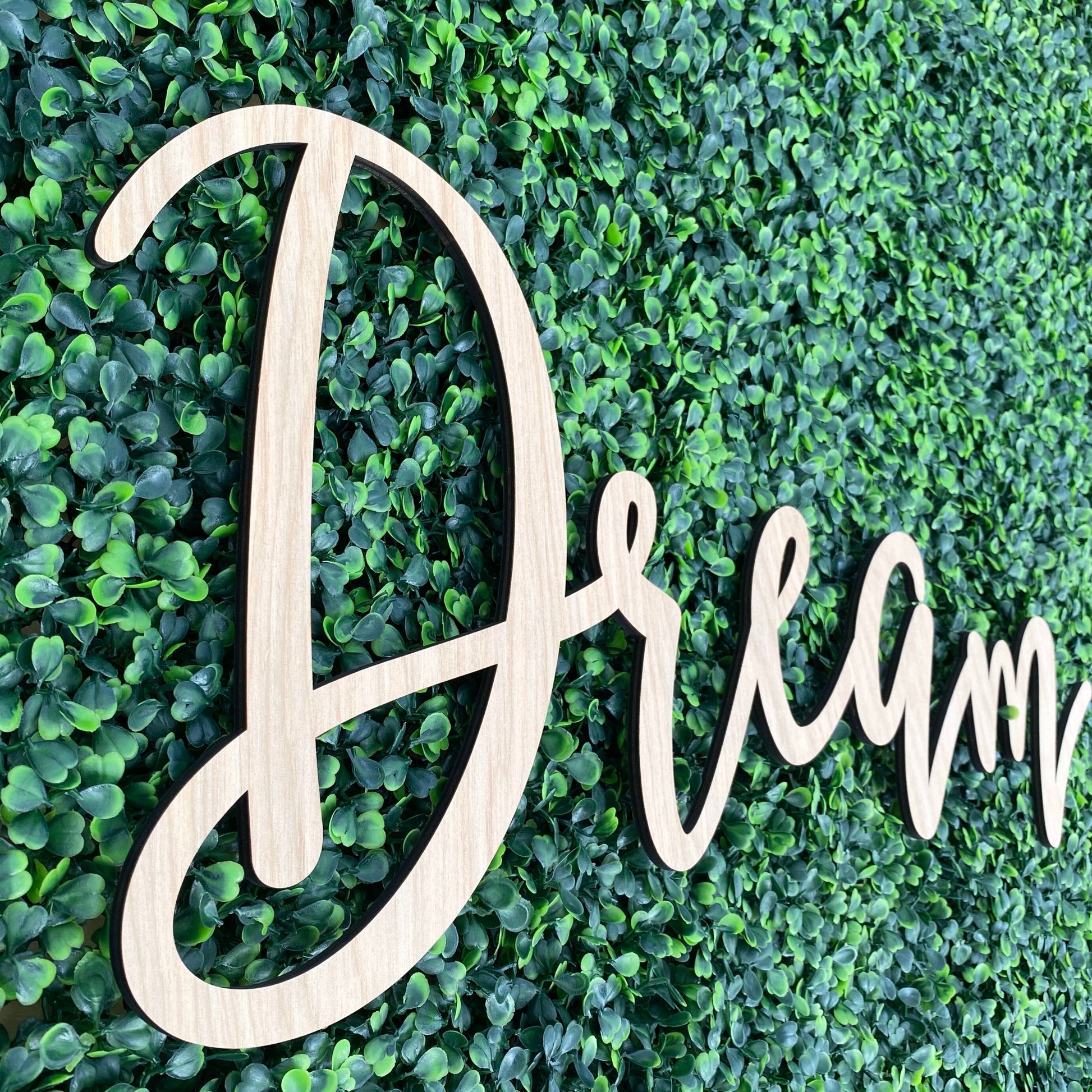 Dream Wood Sign - Inspirational Bedroom Wall Decor - Boho Nursery Name Sign - Minimalist Script Word Art - Motivational Gift for Her