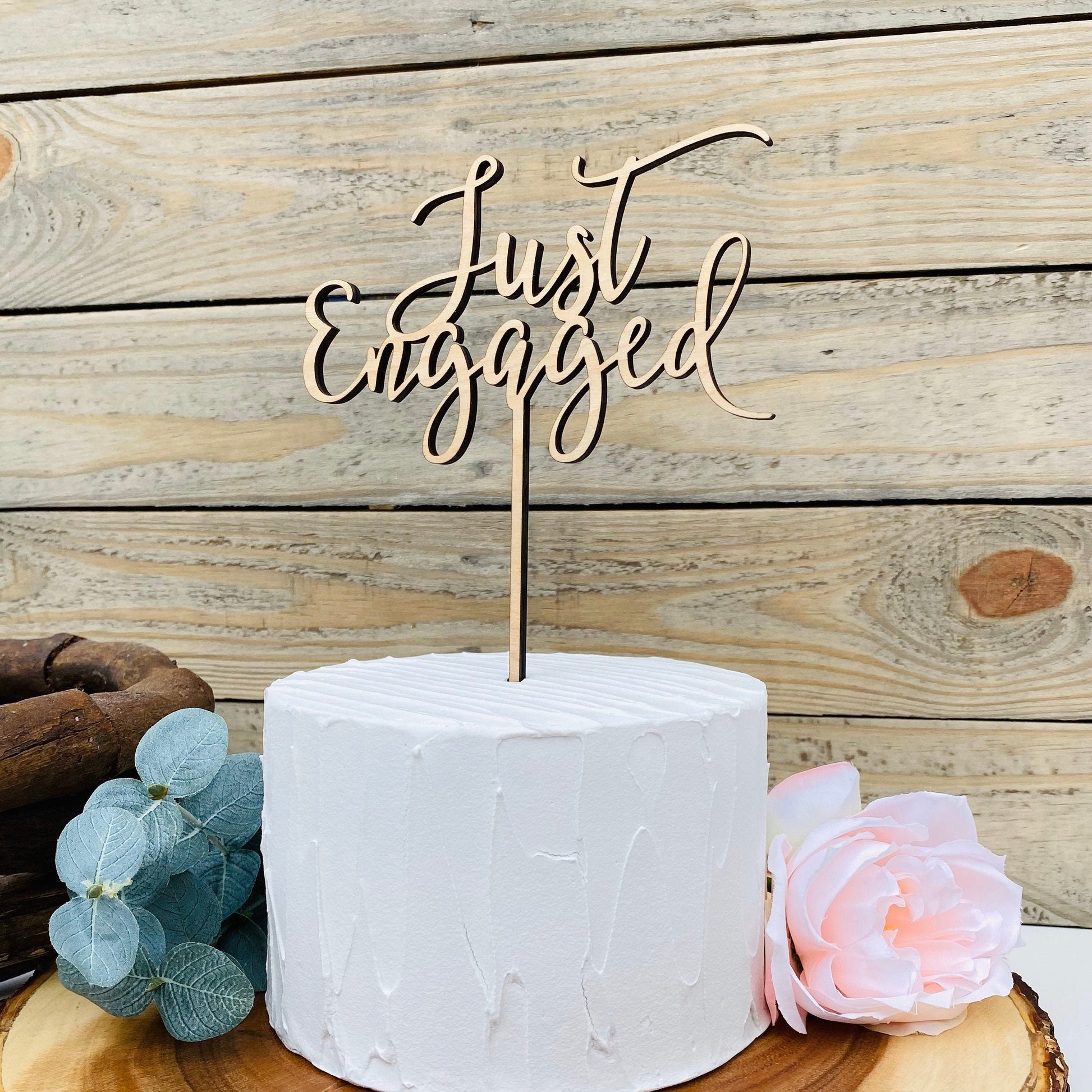 Just Engaged Cake Topper - Engagement Party Decor - Engagement Table Centerpiece