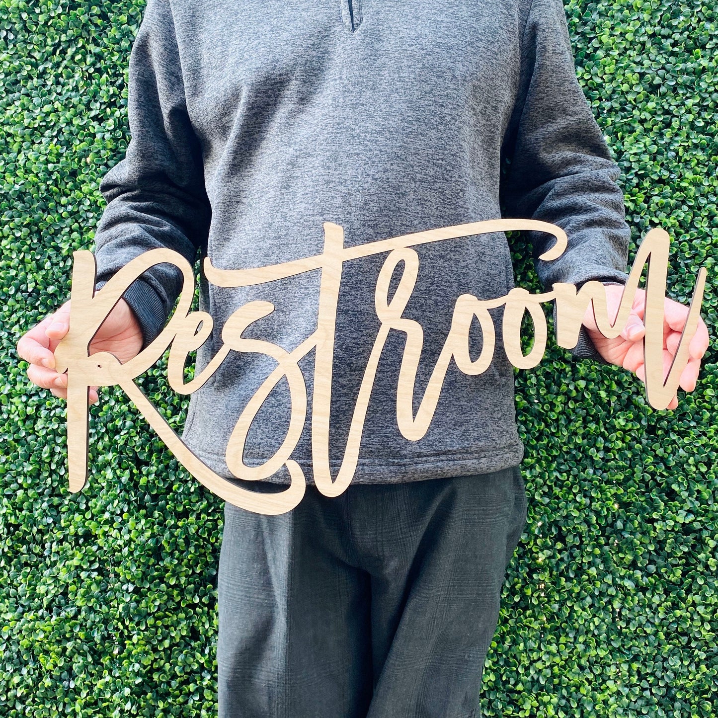 Script Restroom Sign